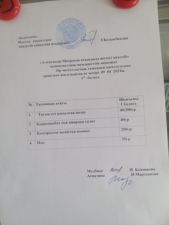 Күнделікті ас мәзірі