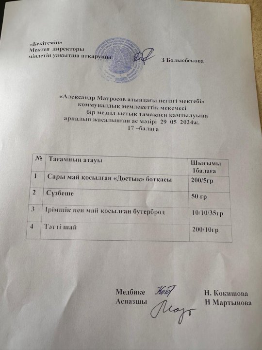 Күнделікті ас мәзірі