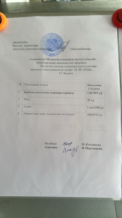 Күнделікті ас мәзірі