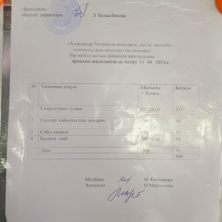 Ас мәзірі