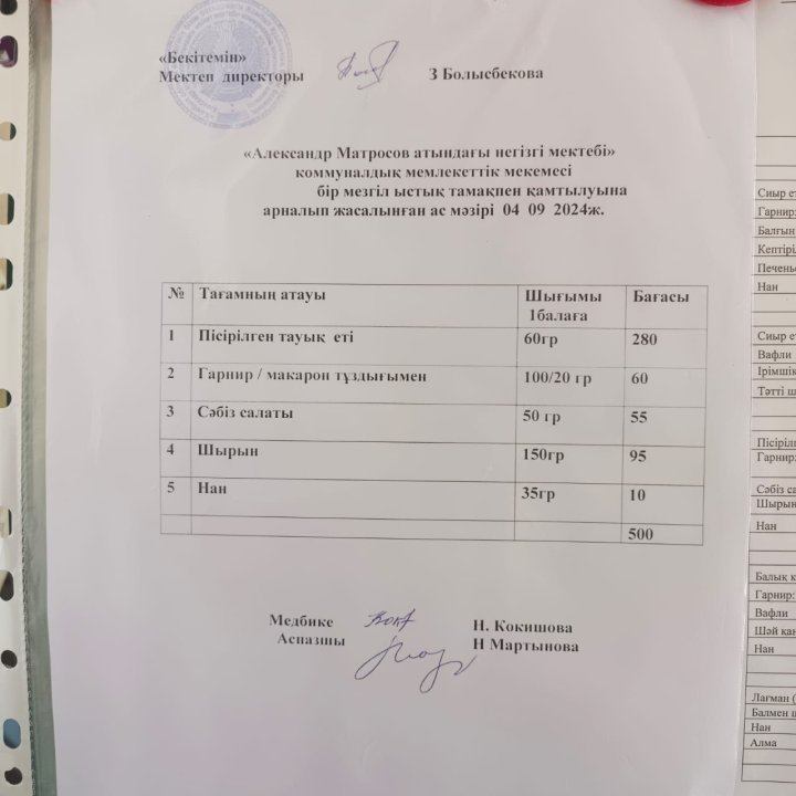 Ас мәзірі