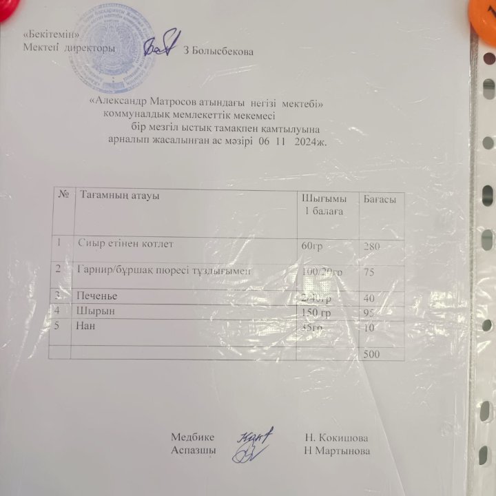 Меню тамақ